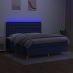 vidaXL Sommier à lattes de lit et matelas et LED Bleu 180x200 cm Tissu