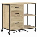 vidaXL Cabinet de Bureau avec roue Chêne sonoma 76 x 41 x 72 cm
