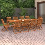 vidaXL Ensemble à manger de jardin 11 Pièces 280x90x75 cm bois d'acacia