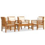 vidaXL Salon de jardin avec coussins 5 Pièces Bois d'acacia solide