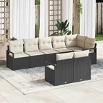 vidaXL Ensemble de canapé de jardin 8 Pièces Noir Poly rotin