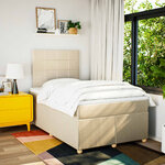 vidaXL Sommier à lattes de lit avec matelas crème 120x190 cm tissu