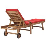 vidaXL Chaises longues avec coussins 2 Pièces Bois de teck solide Rouge