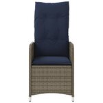 vidaXL Chaise de jardin inclinable avec coussins en résine tressée grise
