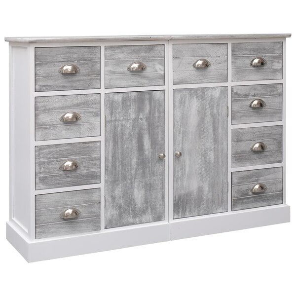 vidaXL Buffet avec 10 tiroirs Gris 113x30x79 cm Bois