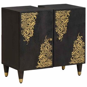 vidaXL Armoire d'évier Noir 62 x 33 x 58 cm Bois de mangue massif