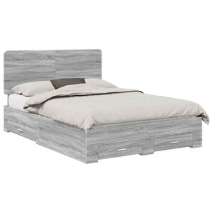 vidaXL Cadre de lit Gris Sonoma 140 x 200 cm Bois d'ingénierie