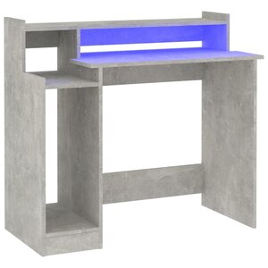 vidaXL Bureau et lumières LED Gris béton 97x45x90 cm Bois d'ingénierie