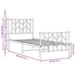 vidaXL Cadre de lit métal sans matelas avec pied de lit blanc 75x190cm