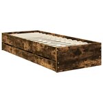 vidaXL Cadre de lit avec tiroir Chêne fumé 75 x 190 cm Bois Ingénierie