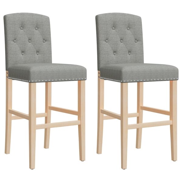 vidaXL Chaises de bar lot de 2 bois massif d'hévéa et tissu