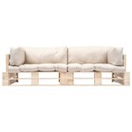 vidaXL Canapés de jardin palette 2 Pièces avec coussins sable Pinède