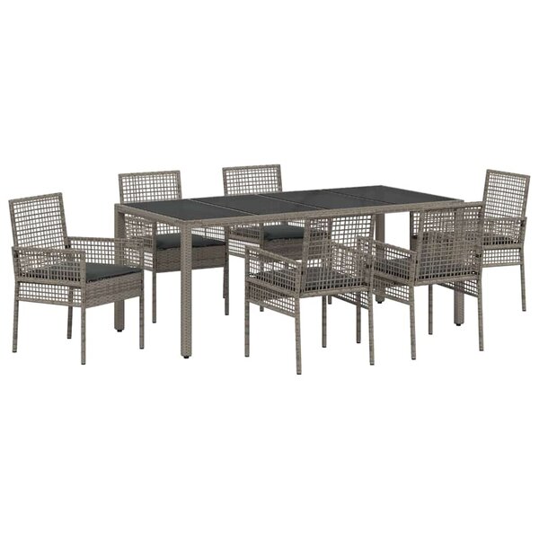 vidaXL Ensemble de salle à manger pour jardin 7 Pièces Gris polyrotin