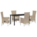 vidaXL Ensemble de salle à manger pour jardin 5 Pièces Beige polyrotin