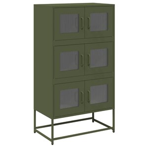 vidaXL Buffet haut vert olive 68x39x123 cm acier