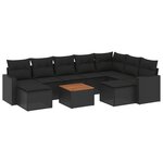 vidaXL Salon de jardin 10 Pièces avec coussins noir résine tressée
