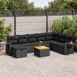 vidaXL Salon de jardin 9 Pièces avec coussins noir résine tressée