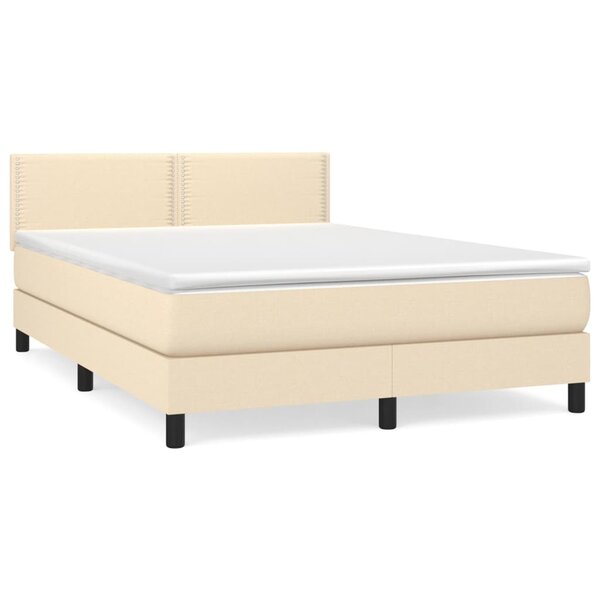vidaXL Sommier à lattes de lit avec matelas Crème 140x200 cm Tissu