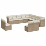 vidaXL Salon de jardin avec coussins 13 Pièces beige résine tressée