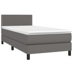 vidaXL Sommier à lattes de lit avec matelas Gris 90x190 cm Similicuir