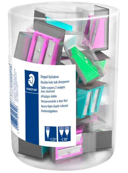 boîte ronde de 18 Taille-crayons 2 usages STAEDTLER