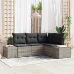 vidaXL Ensemble de canapé de jardin avec coussin 4 Pièces Gris clair