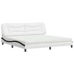 vidaXL Lit avec matelas Hvar blanc et noir 200x200 cm similicuir