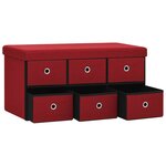 vidaXL Banc de rangement pliable Bordeaux 76x38x38 cm Faux lin