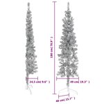 vidaXL Demi sapin de Noël artificiel mince avec support Argenté 180 cm