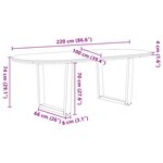 vidaXL Table à manger 220x100x74 cm bois de chêne massif ovale