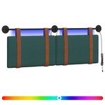 vidaXL Tête de lit suspendue Avec lumière LED Vert foncé PU antique