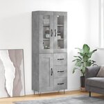 vidaXL Buffet haut Gris béton 69 5x34x180 cm Bois d'ingénierie