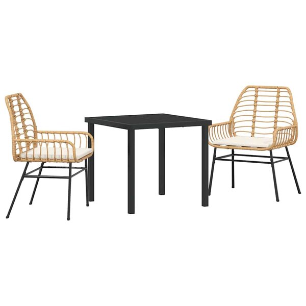 vidaXL Ensemble de salle à manger pour jardin 3 Pièces Marron polyrotin
