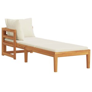 vidaXL Chaise longue avec 1 accoudoir Blanc crème Bois d'acacia solide