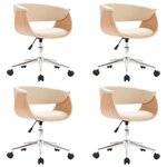vidaXL Chaises pivotantes à manger lot de 4 crème similicuir