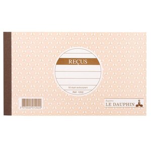 Carnet reçu 10 5 x 18 cm 50 feuillets autocopiants dupli LE DAUPHIN