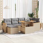 vidaXL Salon de jardin avec coussins 7 Pièces beige résine tressée acacia