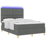 vidaXL Lit à ressort LED avec matelas Gris foncé 140 x 190 cm tissu