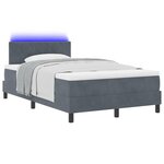 Lit à ressort vidaXL avec matelas et LED Gris foncé 120x190 cm en velours
