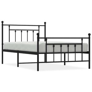 vidaXL Cadre de lit métal sans matelas et pied de lit noir 100x200 cm