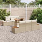vidaXL Ensemble de salle à manger pour jardin 7 Pièces Beige et crème