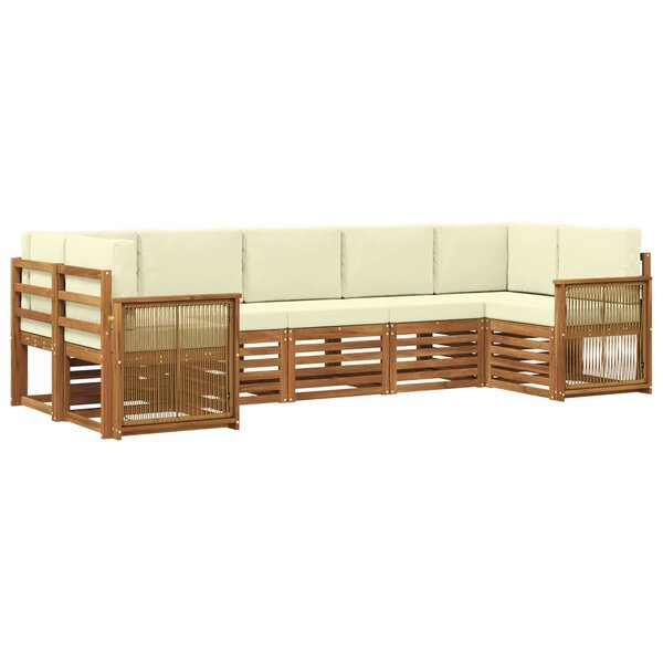 vidaXL Ensemble de canapé d'angle avec coussin 6 Pièces Naturel et Crème
