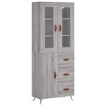 vidaXL Buffet haut Sonoma gris 69 5x34x180 cm Bois d'ingénierie