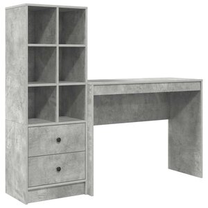 vidaXL Bureau avec tiroir avec étagère avec stockage 2 Pièces Gris béton