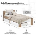 Lit en Bois 90x200 cm Chêne Marron Blanc avec Matelas à ressorts