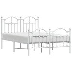 vidaXL Cadre de lit métal sans matelas et pied de lit blanc 120x200 cm