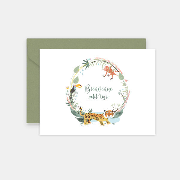 Carte félicitations naissance petit tigre