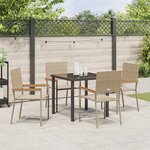 vidaXL Ensemble de salle à manger pour jardin 5 Pièces Beige Poly rotin