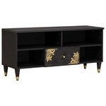 vidaXL Meuble TV Noir 100 x 33 x 46 cm Bois de mangue massif