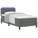 vidaXL Lit à ressorts avec matelas Gris foncé 90 x 190 cm tissu